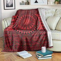 All Red Tonga Malo e lelei Blanket Vintage Ngatu Tribal Pattern - Polynesian Pride