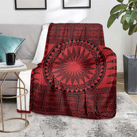 All Red Tonga Malo e lelei Blanket Vintage Ngatu Tribal Pattern - Polynesian Pride