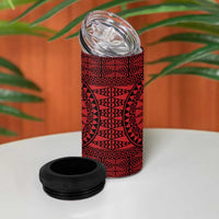 All Red Tonga Malo e lelei 4 in 1 Can Cooler Tumbler Vintage Ngatu Tribal Pattern - Polynesian Pride