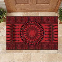 All Red Tonga Malo e lelei Rubber Doormat Vintage Ngatu Tribal Pattern - Polynesian Pride