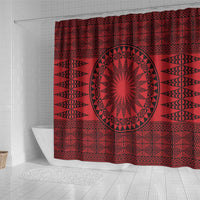 All Red Tonga Malo e lelei Shower Curtain Vintage Ngatu Tribal Pattern - Polynesian Pride