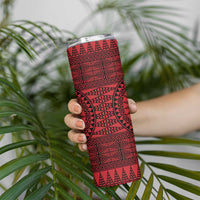All Red Tonga Malo e lelei Skinny Tumbler Vintage Ngatu Tribal Pattern - Polynesian Pride