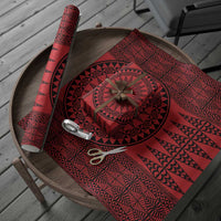 All Red Tonga Malo e lelei Wrapping Paper Vintage Ngatu Tribal Pattern - Polynesian Pride