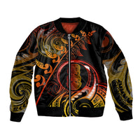 New Zealand Bomber Jacket Aotearoa Hei-Tiki Maori Fern Tattoo Arty LT9 Unisex Reggae - Polynesian Pride