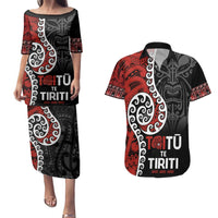 Honour The Treaty New Zealand Couples Matching Puletasi and Hawaiian Shirt Toitu Te Tiriti Ake!Ake!Ake!
