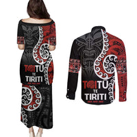 Honour The Treaty New Zealand Couples Matching Puletasi and Long Sleeve Button Shirt Toitu Te Tiriti Ake!Ake!Ake!
