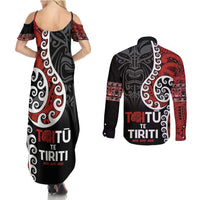 Honour The Treaty New Zealand Couples Matching Summer Maxi Dress and Long Sleeve Button Shirt Toitu Te Tiriti Ake!Ake!Ake!