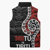 Honour The Treaty New Zealand Sleeveless Puffer Jacket Toitu Te Tiriti Ake Ake Ake - Polynesian Pride