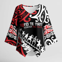 Honour The Treaty New Zealand Personalised Kimono Sleeve Blouse Toitu Te Tiriti Half Fern Haka Dance - Polynesian Pride