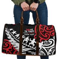 Honour The Treaty New Zealand Personalised Travel Bag Toitu Te Tiriti Half Fern Haka Dance LT9 Red - Polynesian Pride