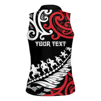 Honour The Treaty New Zealand Personalised Women Sleeveless Polo Shirt Toitu Te Tiriti Half Fern with Haka dance LT9 - Polynesian Pride