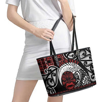 Honour The Treaty New Zealand Personalised Leather Tote Bag Toitu Te Tiriti Indigenous Maori Face LT9 - Polynesian Pride