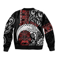 Honour The Treaty New Zealand Personalised Sleeve Zip Bomber Jacket Toitu Te Tiriti Indigenous Maori Face LT9 - Polynesian Pride