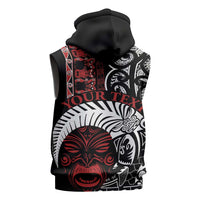Honour The Treaty New Zealand Personalised Sleeveless Zip Hoodie Toitu Te Tiriti Indigenous Maori Face LT9 - Polynesian Pride