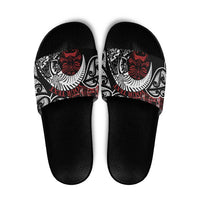 Honour The Treaty New Zealand Personalised Slide Sandals Toitu Te Tiriti Indigenous Maori Face - Polynesian Pride