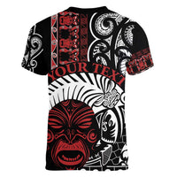 Honour The Treaty New Zealand Personalised Women V-Neck T-Shirt Toitu Te Tiriti Indigenous Maori Face LT9 - Polynesian Pride
