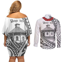Samoa Mau Movement House Personalised Couples Matching Off Shoulder Short Dress and Long Sleeve Button Shirt Fa'a Samoa The Samoan Way