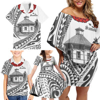 Samoa Mau Movement House Personalised Family Matching Off Shoulder Short Dress and Hawaiian Shirt Fa'a Samoa The Samoan Way