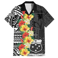 Samoa Tribal Hibiscus Flowers Family Matching Off Shoulder Maxi Dress and Hawaiian Shirt