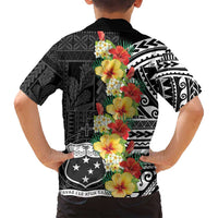 Samoa Tribal Hibiscus Flowers Family Matching Off Shoulder Short Dress and Hawaiian Shirt
