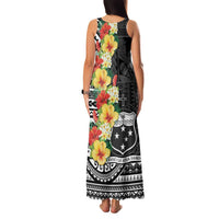 Samoa Tribal Hibiscus Flowers Family Matching Tank Maxi Dress and Hawaiian Shirt