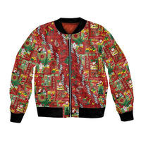 Mele Kalikimaka Pakalana Pikake Lei Bomber Jacket Hawaiian Rodeo Paniolo Omaomao Palaka - Polynesian Pride