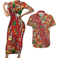 Mele Kalikimaka Pakalana Pikake Lei Couples Matching Short Sleeve Bodycon Dress and Hawaiian Shirt Hawaiian Rodeo Paniolo Omaomao Palaka LT9 Green - Polynesian Pride