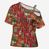 Mele Kalikimaka Pakalana Pikake Lei Cross Shoulder Shirt Hawaiian Rodeo Paniolo Omaomao Palaka LT9 Female Green - Polynesian Pride