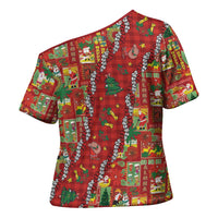 Mele Kalikimaka Pakalana Pikake Lei Cross Shoulder Shirt Hawaiian Rodeo Paniolo Omaomao Palaka LT9 - Polynesian Pride