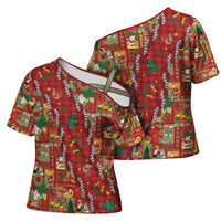 Mele Kalikimaka Pakalana Pikake Lei Cross Shoulder Shirt Hawaiian Rodeo Paniolo Omaomao Palaka - Polynesian Pride