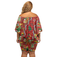 Mele Kalikimaka Pakalana Pikake Lei Family Matching Off Shoulder Short Dress and Hawaiian Shirt Hawaiian Rodeo Paniolo Omaomao Palaka LT9 - Polynesian Pride