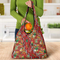 Mele Kalikimaka Pakalana Pikake Lei Grocery Bag Hawaiian Rodeo Paniolo Omaomao Palaka - Polynesian Pride