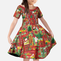 Mele Kalikimaka Pakalana Pikake Lei Kid Short Sleeve Dress Hawaiian Rodeo Paniolo Omaomao Palaka LT9 KID Green - Polynesian Pride
