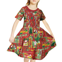 Mele Kalikimaka Pakalana Pikake Lei Kid Short Sleeve Dress Hawaiian Rodeo Paniolo Omaomao Palaka - Polynesian Pride