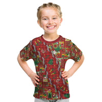 Mele Kalikimaka Pakalana Pikake Lei Kid T Shirt Hawaiian Rodeo Paniolo Omaomao Palaka LT9 Green - Polynesian Pride
