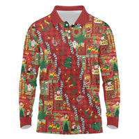Mele Kalikimaka Pakalana Pikake Lei Long Sleeve Polo Shirt Hawaiian Rodeo Paniolo Omaomao Palaka - Polynesian Pride