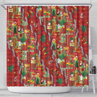 Mele Kalikimaka Pakalana Pikake Lei Shower Curtain Hawaiian Rodeo Paniolo Omaomao Palaka - Polynesian Pride