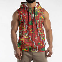 Mele Kalikimaka Pakalana Pikake Lei Sleeveless Zip Hoodie Hawaiian Rodeo Paniolo Omaomao Palaka - Polynesian Pride