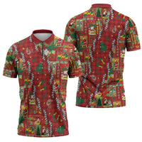 Mele Kalikimaka Pakalana Pikake Lei Zipper Polo Shirt Hawaiian Rodeo Paniolo Omaomao Palaka LT9 - Polynesian Pride