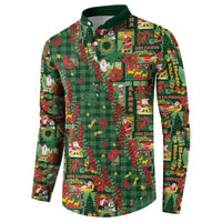 Mele Kalikimaka Pakalana Pikake Lei Button Sweatshirt Hawaiian Rodeo Paniolo Ulaula Palaka - Polynesian Pride