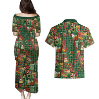 Mele Kalikimaka Pakalana Pikake Lei Couples Matching Puletasi and Hawaiian Shirt Hawaiian Rodeo Paniolo Ulaula Palaka LT9 - Polynesian Pride