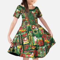 Mele Kalikimaka Pakalana Pikake Lei Family Matching Off The Shoulder Long Sleeve Dress and Hawaiian Shirt Hawaiian Rodeo Paniolo Ulaula Palaka LT9 Daughter's Dress Red - Polynesian Pride