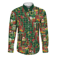 Mele Kalikimaka Pakalana Pikake Lei Family Matching Off The Shoulder Long Sleeve Dress and Hawaiian Shirt Hawaiian Rodeo Paniolo Ulaula Palaka LT9 Dad's Shirt - Long Sleeve Red - Polynesian Pride