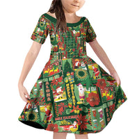 Mele Kalikimaka Pakalana Pikake Lei Family Matching Off Shoulder Short Dress and Hawaiian Shirt Hawaiian Rodeo Paniolo Ulaula Palaka - Polynesian Pride
