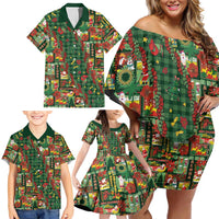 Mele Kalikimaka Pakalana Pikake Lei Family Matching Off Shoulder Short Dress and Hawaiian Shirt Hawaiian Rodeo Paniolo Ulaula Palaka LT9 - Polynesian Pride