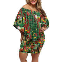 Mele Kalikimaka Pakalana Pikake Lei Family Matching Off Shoulder Short Dress and Hawaiian Shirt Hawaiian Rodeo Paniolo Ulaula Palaka - Polynesian Pride