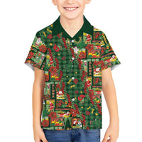 Mele Kalikimaka Pakalana Pikake Lei Family Matching Off Shoulder Short Dress and Hawaiian Shirt Hawaiian Rodeo Paniolo Ulaula Palaka LT9 Son's Shirt Red - Polynesian Pride