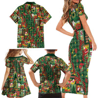 Mele Kalikimaka Pakalana Pikake Lei Family Matching Short Sleeve Bodycon Dress and Hawaiian Shirt Hawaiian Rodeo Paniolo Ulaula Palaka LT9 - Polynesian Pride