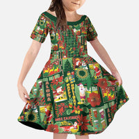 Mele Kalikimaka Pakalana Pikake Lei Family Matching Summer Maxi Dress and Hawaiian Shirt Hawaiian Rodeo Paniolo Ulaula Palaka LT9 Daughter's Dress Red - Polynesian Pride