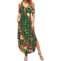 Mele Kalikimaka Pakalana Pikake Lei Family Matching Summer Maxi Dress and Hawaiian Shirt Hawaiian Rodeo Paniolo Ulaula Palaka LT9 Mom's Dress Red - Polynesian Pride